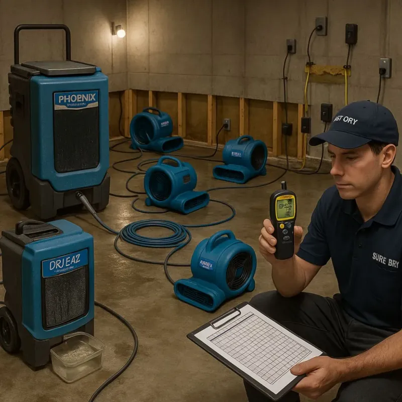 Structural Drying and Dehumidification process in French Lick, IN